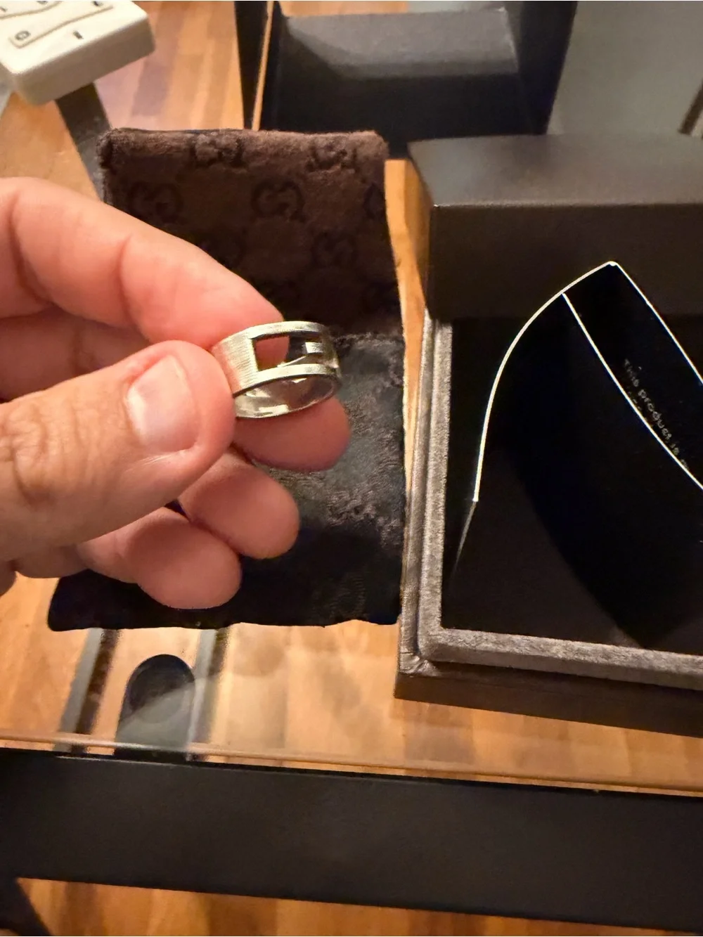 Gucci Silver-Tone Open Square Ring size 4.5